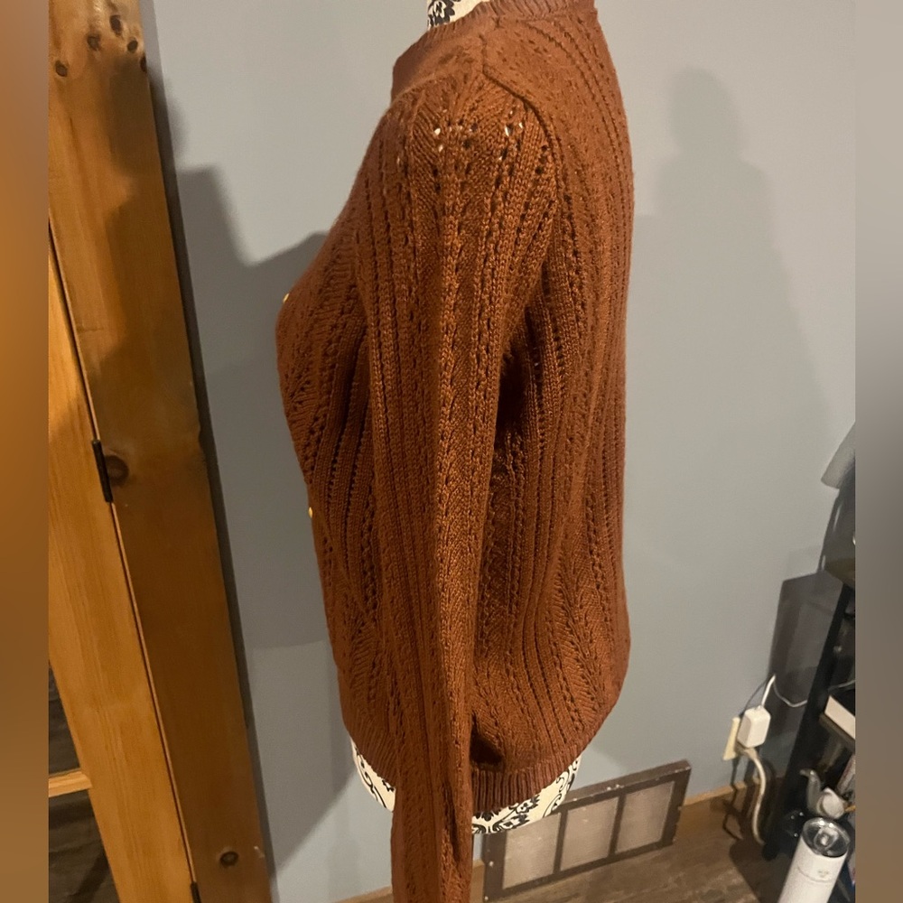 Sezane Brown Knit Sweater with Yellow Floral Embroidery - Picture 4 of 9